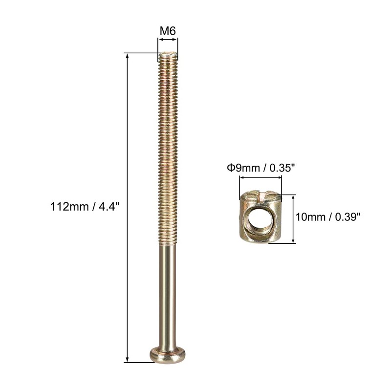 sourcing map M6 x 110mm Furniture Bolts Nut Set Hex
