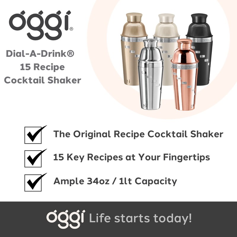 OGGI Dial A Drink Cocktail Shaker - Warm Gray, 15