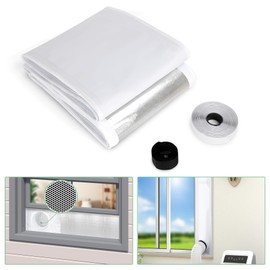 Memrita Portable AC Window Seal Kit with Mesh Screen, Double Layer Seal Kit Insulate Heat and Reflect Sun Light, 10 x 40~64 Inches for Portable Air Conditioner Fit Both 5" and 5.9" Exhaust Hose