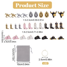 HICOHAND Western Cowboy Wine Glass Charms, 30PCS Drink Identifiers Wine Charms for Stem Glasses Western Cowboy Theme Pendants for Bachelorette Drink Tasting Party Favors Decorations