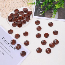 50 PCS Wooden Buttons, 1 Inch Buttons Sewing Buttons 2 Hole Brown Buttons Round Craft Buttons Vintage Buttons Decorative Buttons for Crafts Shirt DIY Clothing Sewing Crochet Projects Replacement