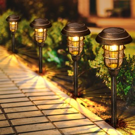 LETMY Solar Outdoor Lights, 8 Pack Bright Solar Pathway Lights Outdoor Waterproof, Up to 15 Hrs Auto On/Off Solar Garden Lights Outdoor Solar Lights for Yard Patio Walkway Driveway Pathway - Bronze