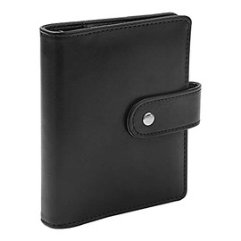 Black A7 Binder Cover Macaron Colored PU Leather Budget Binder Planner Organizer 6 Rings Loose Leaf Notebook Folders with Snap Button for Traveller Journal Filler Folder (A7, Black)