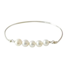 Frosted Willow Cultured Freshwater Pearl Bracelet Bride Jewelry Bridesmaid Gift Silver-Filled 8 Inch