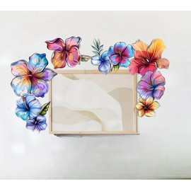 Large Hawaiian Hibiscus Flower Wall Decals, Easy Peel & Stick, Colorful Hawaii Flower Designs for Nursery, Bedroom, Living Room - Removable, Floral Wall Stickers for Home Decor (Hibiscus)