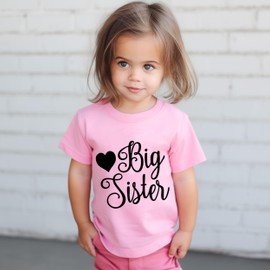 Promoted to Big Sister Shirt Girls 6t Toddler T-Shirts Best Big Sister Announcement Tees Little Kids Love Heart Top Pink
