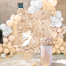 Champagne Shimmer Wall Backdrop 6ftx4ft Photo Backdrop Sequin Wall Panel Backdrop for Birthday Wedding Engagement Mermaid Wall Disco Backdrop Decoration