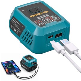 Adisipsoarin 100W USB C Battery Charger Compatible with Bosch 18V Battery, Power Adapter Fast Charging Station with USB-A Port, Fast Charging Hub for Laptops Phones Tablets (Tool Only)