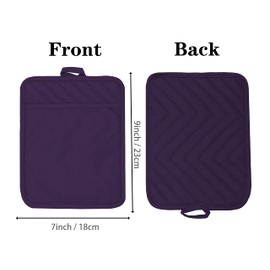 VEIKERY Oven Pot Holder with Pocket 100% Cotton Heat Resistant Coaster Potholder Kitchen Hot Pad Oven Mitts for Cooking and Baking Square 7"x9" … (Purple, 3)