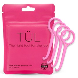 TÜL | Only Invisalign Remover Tool Made in The USA | Lifetime Replacements | Ortho Recommended Aligner Remover Tool & Retainer Remover Tool | Pink 4 Pack | Top Invisalign Accessories