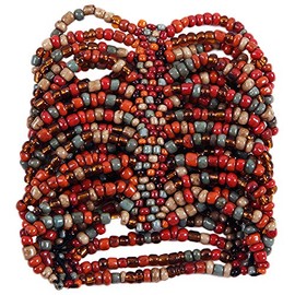 Curious Designs Cuff Bracelet, Elastic - Sedona Theme - Beaded Stretch Style, 6 to 8 Inches