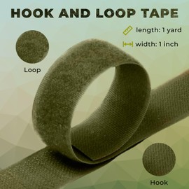 1 Inch Wide Olive Drab Sew on Hook and Loop Tape Non-Adhesive 1 Yd Length Green Nylon Hook Loop Tape Fabric Fastener Set for Military Form Bags Clothes Shoes Backpacks DIY Craft