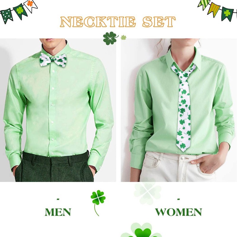 Eyret Shamrock Necktie Set St Patricks Day Neck Ties and