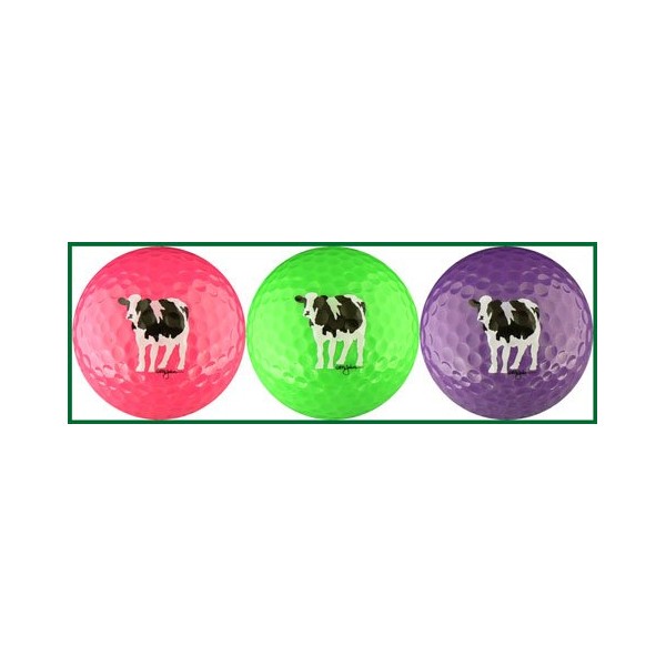 EnjoyLife Inc Woody's Cows Golf Balls (Pink, Green & Purple) Golf Ball Gift Set