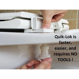 Bath Décor 2Q1E5-01 Premium Heavy Duty Commercial Plastic Toilet Seat with Vari-Adjust Lok-Down R'N'C Hinge and Quik-Lok Mounting Hardware, Elongated, Bone