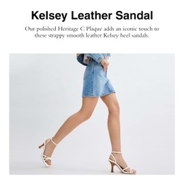 Coach Women's Kelsey Leather Sandal, Chalk, 7.5