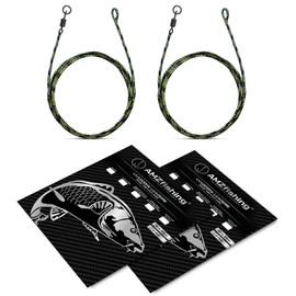 AMZfishing® 60 cm Leadcore Leader in Various Options Carp Leader Carp Accessories Carp Fishing Accessories Fishing Accessories Fishing Accessories (#Flexi Ring Swivel (8.19 kg))