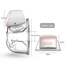 Domary Wearable Breast Pump 1PCS/2PCS Hands Free Electric Single Portable Wearable Breast Cup 8oz/ 240ml BPA-Free 3 Modes 10 Suction Levels Comfort Breastfeeding Milk Collector with 24mm Flange