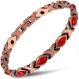 Copper Bracelet for Women,Pure Copper MagneticBracelets,Natural Unique Gemstone,Gifts forWomen,Adjustable,Outdoorfun Durability, Jewelry Gift:_red 