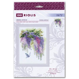 RIOLIS Der Blauregen Kreuzstich-Set, Baumwolle, Mehrfarbig, 30 x 40 x 0.1 cm