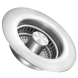Sink Drain Strainer Kitchen Sink Drain Strainer&Sink Stopper,Stainless Steel Pop up Sink Drain Strainer,Anti-Clogging Basket Strainer,High Durability with Brass Core,Fit 3-1/2",Chrome