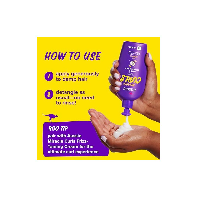 Aussie Miracle Curls Leave-In Detangling Milk 6.7 fl oz, pack