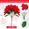 Dimetey Christmas Artificial Poinsettia Flowers,4Pcs,Each 7 Heads,30cm Long