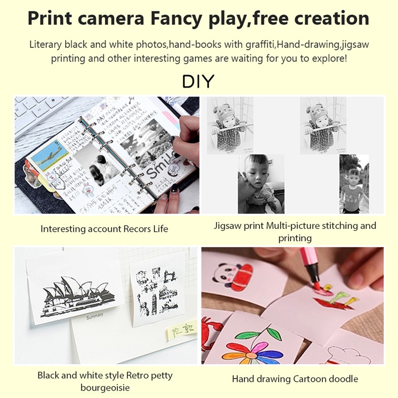 Pocket Photo Printer Wireless Thermal Label Printer 1080P Instant Print