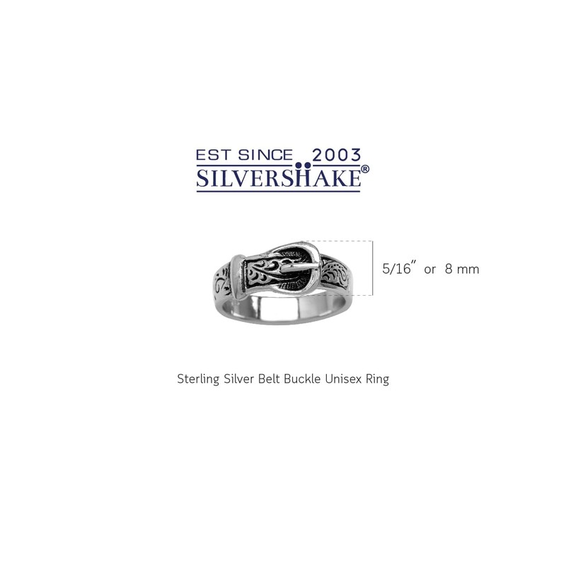 Silvershake 925 Sterling Silver Belt Buckle Ring Size 10.5