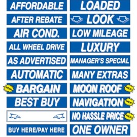 EZ Lettering Car Dealer Windshield Slogans 20 packs, Mix n Match MULTI-Color