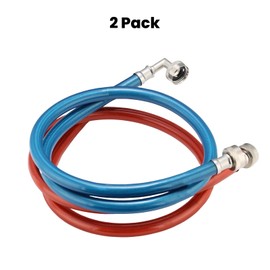 Watflow Stainless Steel Washing Machine Hoses with 90 Degree Elbow, Wrapped in PVC and Burst Proof Hot and Cold Water Connection Inlet Supply Lines for Washer, 4Ft