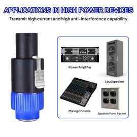 SUNNAREPOON Speakon to 1/4 Adapter Connector - 2 Pack Speak on Male to 1/4 Inch Female Adapters with Twist Lock, NL4FC Connectors to 1/4" TS Mono Plug Converter for Stage PA DJ Mixer - Blue & Red