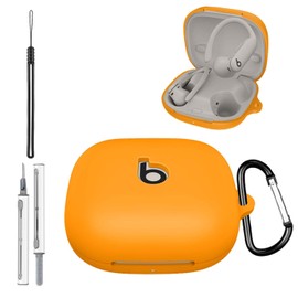[4 in 1] for Beats Powerbeats Pro 2 Case Cover, Soft Silicone Protective Cover for Beats Powerbeats Pro 2,Shockproof Cover with Scratch Protection, with Keychain & Lanyard and Cleaner Kit,Orange