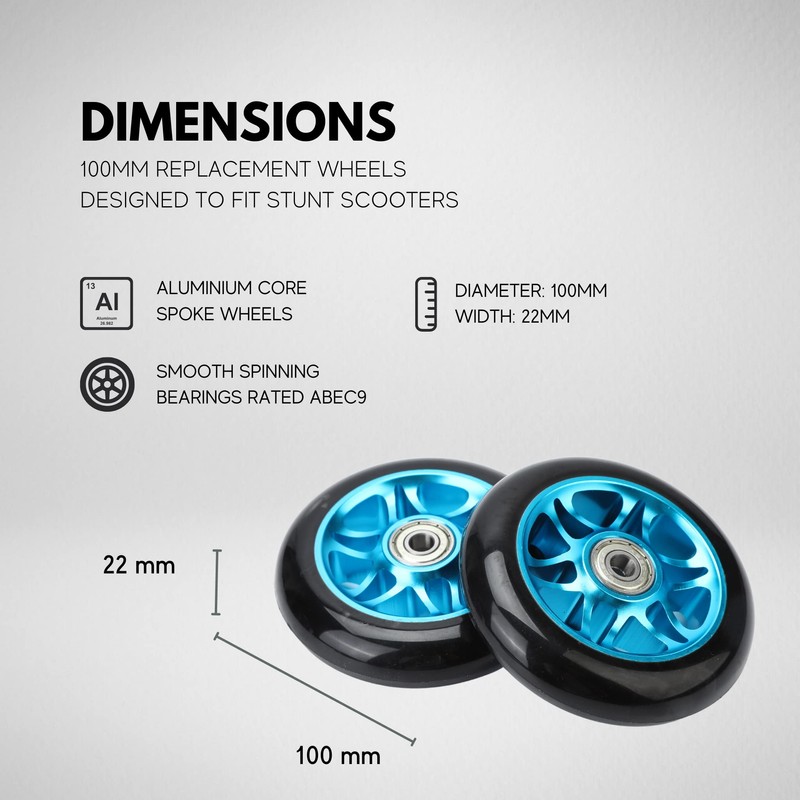 BOLDCUBE Stunt Scooter Wheels 100mm Pair - Pro Stunt Wheels