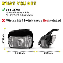 Fog Lights fit for 2003-2007 Chevy Silverado 2002-2006 Chevy Avalanche (w/o Body Cladding) Lamps Assembly Driver Passenger Replacement