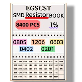 EGSCST 8400PCS 0805+1206+0603+0402+0201 SMD Resistor Kit de 0Ω a 1MΩ 1%, libro de muestras surtido de componentes electrónicos para proyectos de bricolaje, creación de prototipos y reparación de