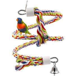 2PCS Bird Perch Rope Bungee Bird Toy Pure Natural Parrot Toy Cage Parrot Chewing Toy Rope Bungee Bird Toy Colorful Parrot Swing Toy Parrot Toy Pure Natural Colorful Bead Cage Parrot Chewing Toy,Yellow