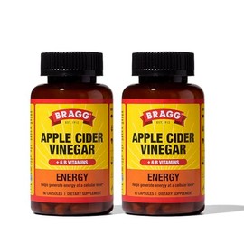 Bragg Bragg Energy Apple Cider Vinegar Capsules with B Vitamins - (2 Pack) 90 Capsules - Helps Generate Energy at Cellular Level