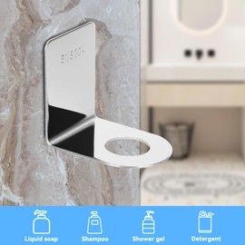 2Pcs Soap Bottle Dispenser Holder Wall Mounted, Stainless Steel Soap Pump Bottle Dispenser No Drill Soap Dispenser Bracket Hanging Rack