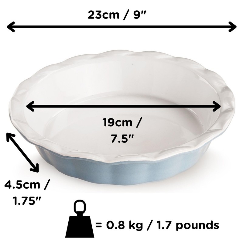 Muldale 9 Inch Pie Dish Ceramic - 23cm Crumble Dish