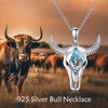 YAFEINI Bull Head Necklace 925 Sterling Silver Turquoise Cactus Bull