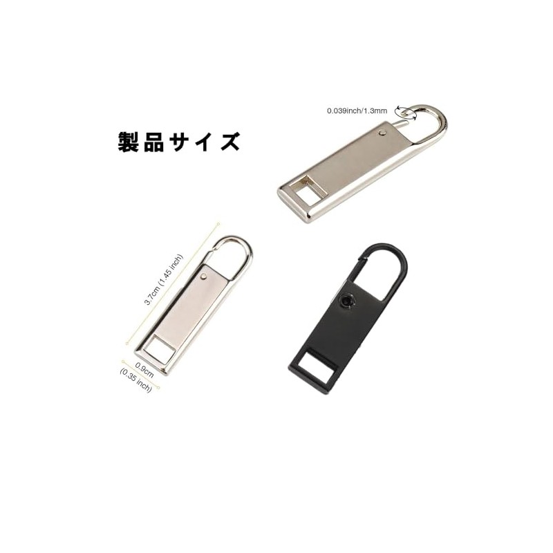 Zipper Pulls Black and Silver 8pcs Zipper Pulls Easy Installation