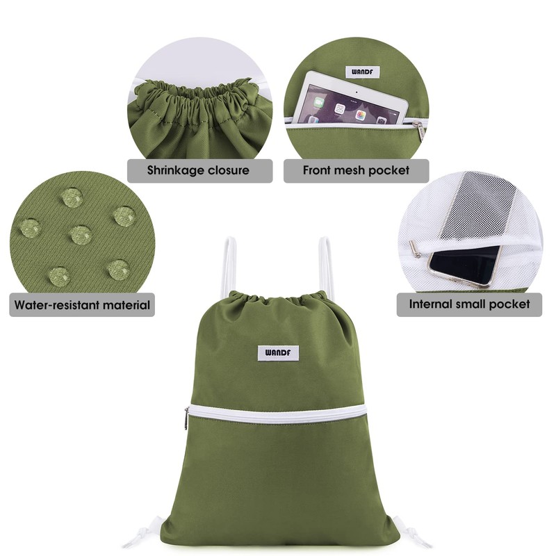 Drawstring Backpack String Bag Sackpack Cinch Water Resistant Nylon for
