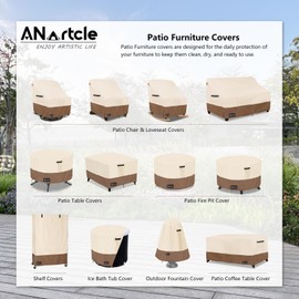 ANartcle Outdoor Swivel Lounge Chair Cover 2 Pack,600D Waterproof Heavy Duty Outdoor Chair Covers(35 W x 37 D x 38.5 H inches),Patio Swivel Chair Covers for Outdoor Furniture,Beige&Brown.