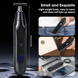 Cozary Taglia Peli Naso e Orecchie, Taglia Peli Naso, 2in1, USB Ricaricabile, Autonomia 80 min, Tagliacapelli Indolore per Trimmer e orecchie e Sopracciglia e Viso, Adatto a Uomini E donne
