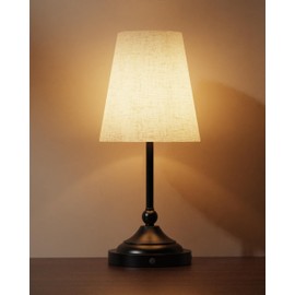 Lightapex Cordless Table Lamps, Vintage Small Lamps with Stepless Dimming, Portable Rechargeable Bedside Lamps, Touch-Control Nightstand Lamps for Bedroom, Living Room, and Reading, Cone（Black）