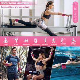 INDEPANDIA Ankle Wrist Weights for Women Men at Home Set of 2 (2Lbs Each) Adjustable Silicone Hand Leg Weights Wearable Pilates Ankle Weights for Yoga Dance Gym Workout Walking Running Pink