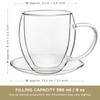 Creano Double Walled Coffee Glasses with Handle & Saucer 250ml