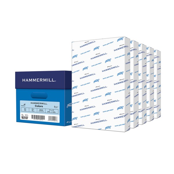 Hammermill Colored Paper, 20 lb Blue Printer Paper, 11 x