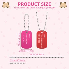 Therwen 300 Pcs Blank Dog Tags Set Includes 150 Pcs Aluminum Blank Tags Laser Engraving Blanks and 150 Pcs Necklace Chain Rectangle Stamping Tags for Pet DIY Decorative Craft, 10 Colors(150 Set)